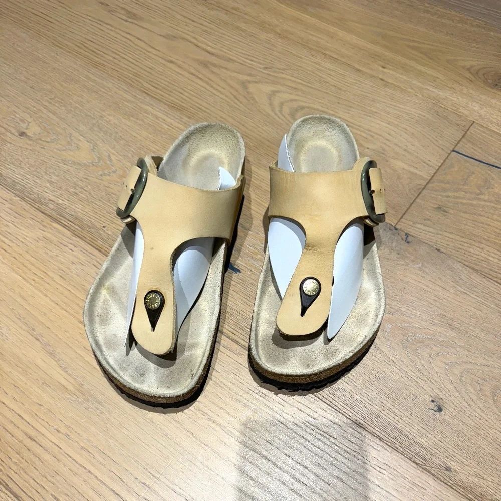Birkenstock Gizeh Big Buckle Mud Green Nubuck Leather size 41